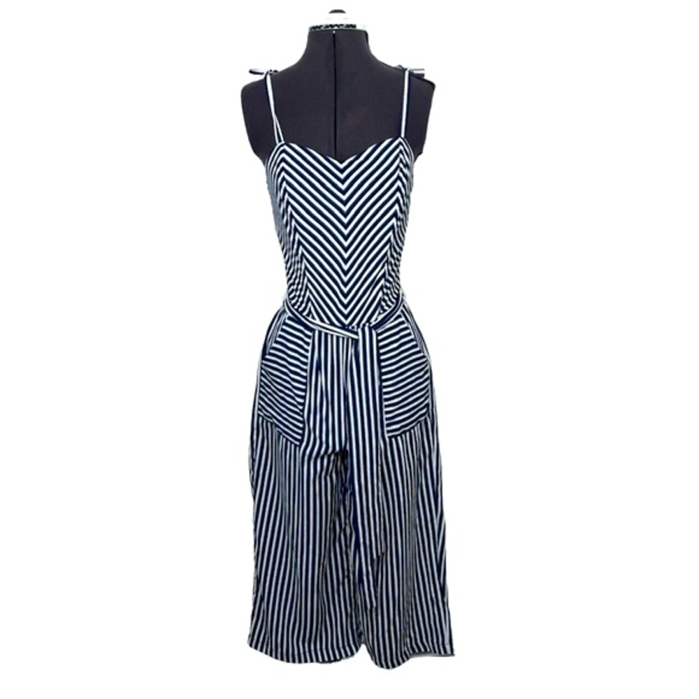 Monteau Black and White Striped Jumpsuit